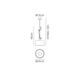 Sabina Ceiling Pendant 35cm Round, 1 x E27 (Max 40W), Imitation Wood, Linen Shade - thumbnail 2
