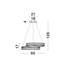 Conceto Integrated LED Pendant Ceiling Light Gold Metal, Crystal LED 50W 4070Lm 3500K - thumbnail 2