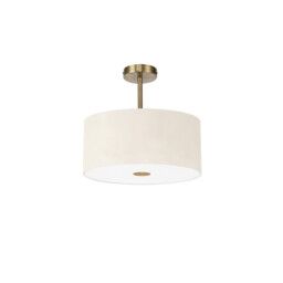 Baymont Antique Brass E27 Semi Flush With 40cm x 18cm Faux Silk Shade, Ivory Pearl/White Laminate - thumbnail 5