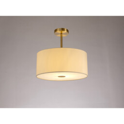 Baymont Antique Brass E27 Semi Flush With 40cm x 18cm Faux Silk Shade, Ivory Pearl/White Laminate - thumbnail 2