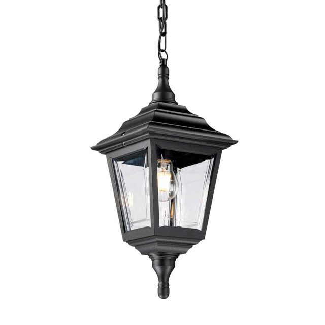 Kerry 1 Light Outdoor Coastal Ceiling Chain Lantern Black IP44, E27 - image 1