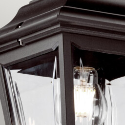 Kerry 1 Light Outdoor Coastal Ceiling Chain Lantern Black IP44, E27 - thumbnail 3
