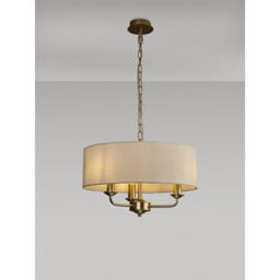 Banyan 3 Light Multi Arm Pendant With 45cm x 15cm Faux Silk Fabric Shade Champagne Gold/White - thumbnail 2
