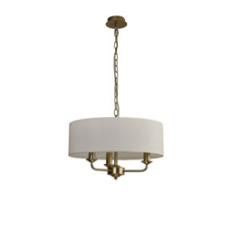 Banyan 3 Light Multi Arm Pendant With 45cm x 15cm Faux Silk Fabric Shade Champagne Gold/White - thumbnail 5