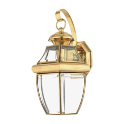 Newbury 1 Light Outdoor Medium Wall Lantern Light Polished Brass IP44, E27 - thumbnail 1
