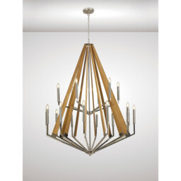 Hilton 2 TIer Pendant 18 Light E14 Polished Nickel/Taupe Wood Item Weight: 18.9kg - thumbnail 2