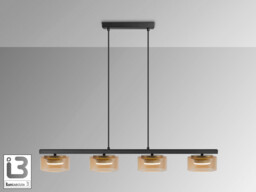 Olaia Bar Pendant Ceiling Light Black, Amber 4xGX53 3000K 660lm - thumbnail 5