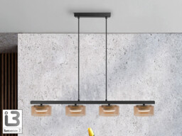 Olaia Bar Pendant Ceiling Light Black, Amber 4xGX53 3000K 660lm - thumbnail 1