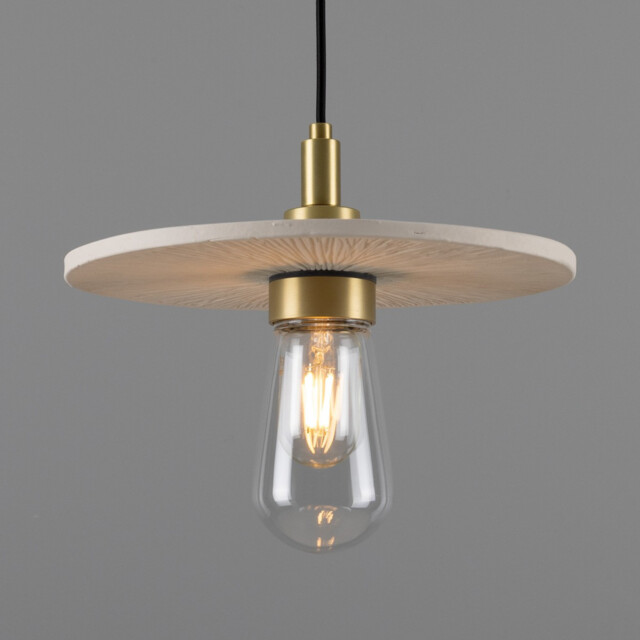 Bog Bathroom Oak, Matte White Striped, Satin Brass, IP44 - image 1