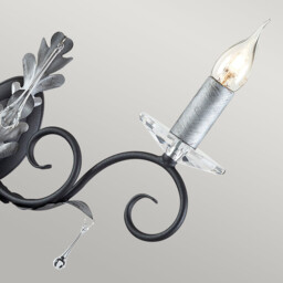 Amarilli 2 Light Indoor Candle Wall Light Black Floral Leaves Design , E14 - thumbnail 3
