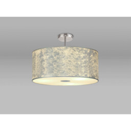 Baymont Polished Chrome 5 Light E27 Drop Flush With 60cm x 22cm Silver Leaf Shade - thumbnail 2