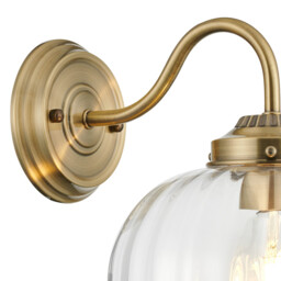 Afton Wall Light With Flower Bud Shade 1 x E27, Antique Brass/Clear - thumbnail 5