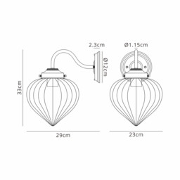 Afton Wall Light With Flower Bud Shade 1 x E27, Antique Brass/Clear - thumbnail 2