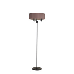 Banyan 3 Light Switched Floor Lamp With 45cm x 15cm Dual Faux Silk Fabric Shade Matt Black/Taupe - thumbnail 5