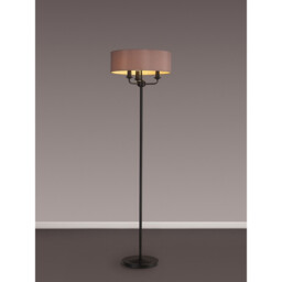 Banyan 3 Light Switched Floor Lamp With 45cm x 15cm Dual Faux Silk Fabric Shade Matt Black/Taupe - thumbnail 2