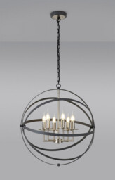 Whitehall Pendant, 6 x E14, Anthracite, Satin Nickel - thumbnail 3