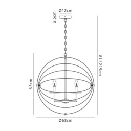 Whitehall Pendant, 6 x E14, Anthracite, Satin Nickel - thumbnail 2