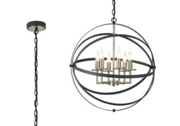 Whitehall Pendant, 6 x E14, Anthracite, Satin Nickel - thumbnail 1