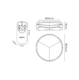 Lascas Flush Ceiling Light 54cm Round 55W LED 3000-6500K Tuneable, 3800lm, Remote ControlWhite - thumbnail 2