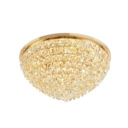 Coniston Flush Ceiling, 12 Light E14, French Gold/Crystal Item Weight: 24.3kg - thumbnail 1