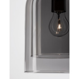 Velor 18cm Dome Pendant Ceiling Light Smoky Glass Black Cord Black Metal Base LED E27 - thumbnail 5