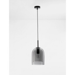 Velor 18cm Dome Pendant Ceiling Light Smoky Glass Black Cord Black Metal Base LED E27 - thumbnail 3