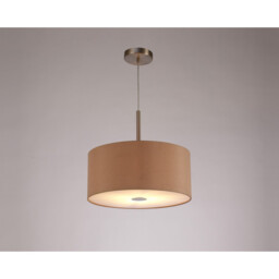 Baymont Satin Nickel E27 Single Pendant With 40cm x 18cm Dual Faux Silk Shade, Antique Gold/Ruby - thumbnail 2