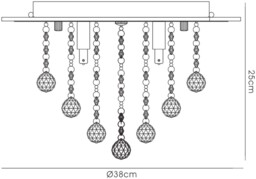 Atla Flush Ceiling 4 Light Polished Chrome, Acrylic Trim, Crystal Supplied with 17 Additional Black Crystal Spheres - thumbnail 3