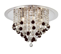 Atla Flush Ceiling 4 Light Polished Chrome, Acrylic Trim, Crystal Supplied with 17 Additional Black Crystal Spheres - thumbnail 1