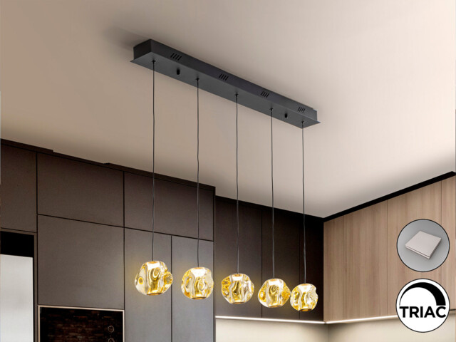 Zaria Bar Pendant Ceiling Light Black, Bronze, Amber LED 3000K Dimmable - image 1