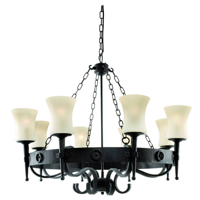 Cartwheel 8 Light Multi Arm Chandelier Black Finish, E27 - image 1