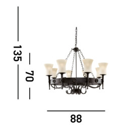 Cartwheel 8 Light Multi Arm Chandelier Black Finish, E27 - thumbnail 3