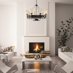 Cartwheel 8 Light Multi Arm Chandelier Black Finish, E27 - thumbnail 2