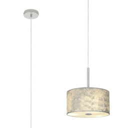 Baymont Polished Chrome E27 Single Pendant With 30cm x 17cm Silver Leaf Shade With Frosted/PC Acrylic Diffuser