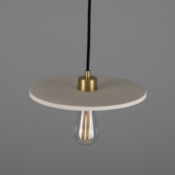 Bog Oak Pendant, Matte White Striped, Satin Brass - thumbnail 5