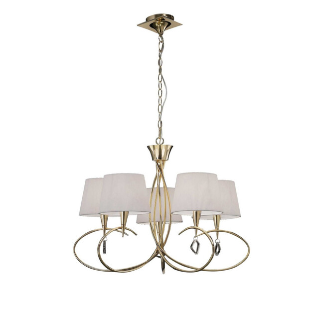 Mara Pendant 5 Light E14, French Gold With Ivory White Shades - image 1