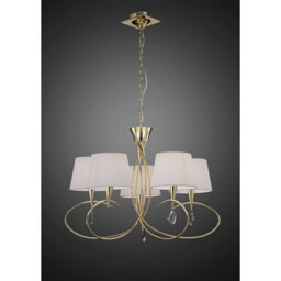Mara Pendant 5 Light E14, French Gold With Ivory White Shades - thumbnail 2