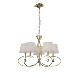 Mara Pendant 5 Light E14, French Gold With Ivory White Shades - thumbnail 1