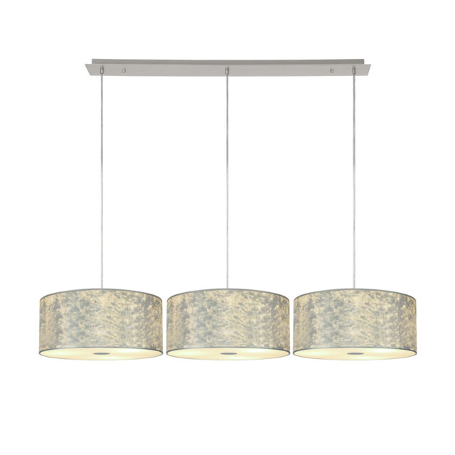 Baymont Polished Chrome 3 Light E27 Linear Pendant With 40cm x 18cm Silver Leaf Shade 2m - image 1
