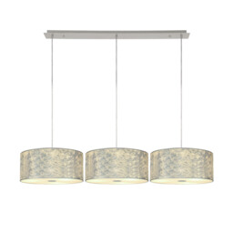 Baymont Polished Chrome 3 Light E27 Linear Pendant With 40cm x 18cm Silver Leaf Shade 2m