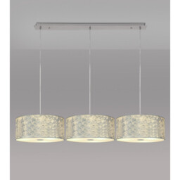 Baymont Polished Chrome 3 Light E27 Linear Pendant With 40cm x 18cm Silver Leaf Shade 2m - thumbnail 2