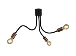 Benton Flexible Semi Flush Ceiling 3 Light E27, Satin Black, Brushed Copper - thumbnail 5
