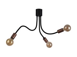 Benton Flexible Semi Flush Ceiling 3 Light E27, Satin Black, Brushed Copper - thumbnail 3