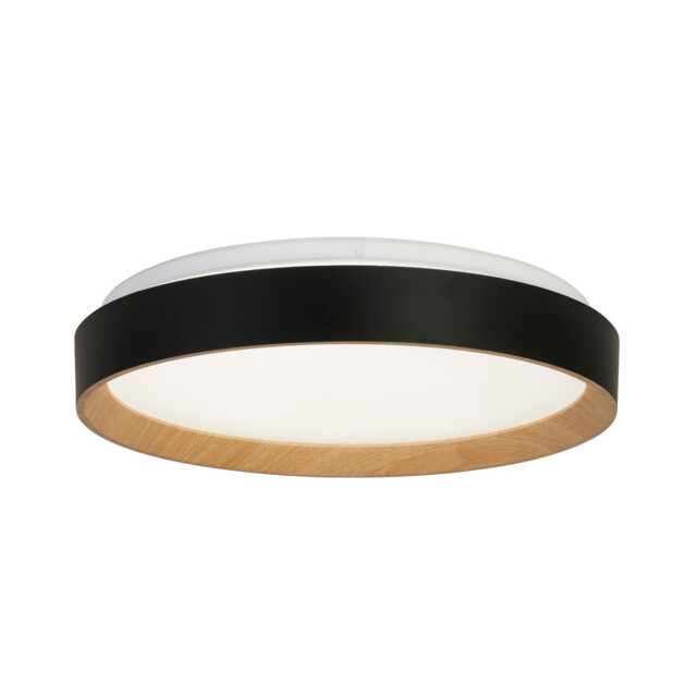 Sorrento LED Flush Light Ceiling Light Black with Wood Transfer - image 1
