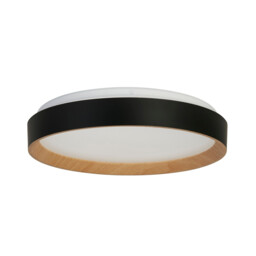 Sorrento LED Flush Light Ceiling Light Black with Wood Transfer - thumbnail 2