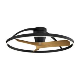 Nepal II 75cm 32W LED Dimmable Light With 32W DC Reversible Fan, Black/Wood Finish Remote Control, 4000lm