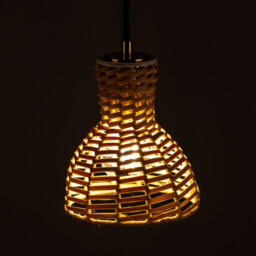 Malta Rattan Dome Pendant, Polished Brass - thumbnail 5
