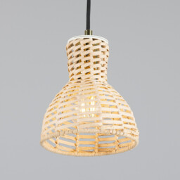 Malta Rattan Dome Pendant, Polished Brass - thumbnail 3