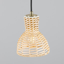 Malta Rattan Dome Pendant, Polished Brass - thumbnail 2