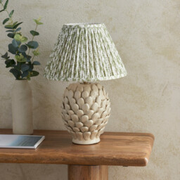 Layered Leaf Ivory Crackle Glaze Table Lamp with Herb Garden Green Fabric Leaf Shade 30cm B22 - thumbnail 3